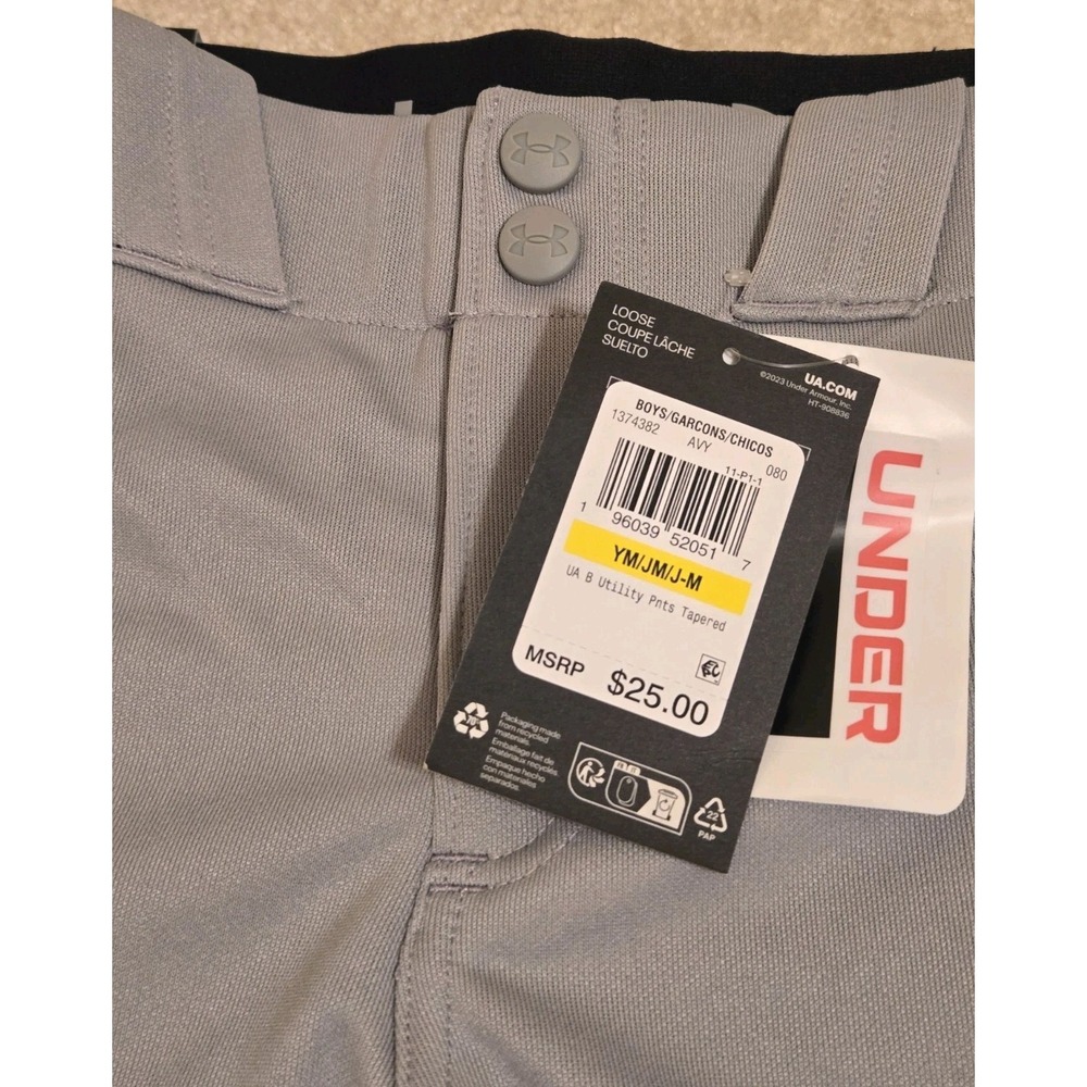 Under Armour Utility Baseball Pant Youth Boys Med Gray NEW pant closed - Picture 5 of 12